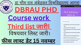 DBRAU phd third listdbrau course work third list agra University phd admission third list dbrau [upl. by Limhaj]