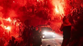 Rallye Monte Carlo Magic Night Party  Fireworks bengalos crazy fans built up WRC 2024 [upl. by Hgielyak902]