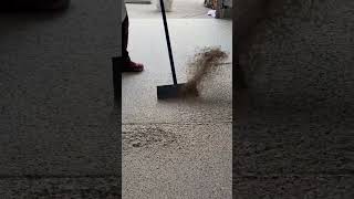 Quartz stone floor shoveling process Good tools and machinery can increase work efficiency [upl. by Alisun]