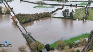 Welshpool Airport and Cilcewydd Floods  17th October 2024  Drone video [upl. by Ardnuhs]