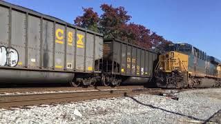 THEN THE TRAIN BACKS UP TO PICK UP MORE CARS BUT THEN CSX TO23 CAME DOWN THE LINE WITH CSX 541 [upl. by Thesda]