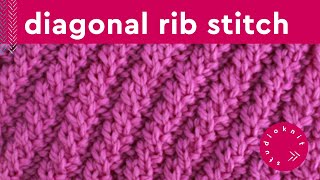 Diagonal Rib Stitch Knitting Pattern for Beginners [upl. by Osgood]