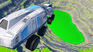 BeamNG drive  Leap Of Death Car Jumps amp Falls Into Ice Tea Green [upl. by Cralg]