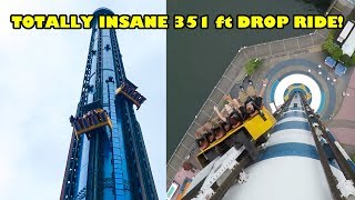 Riding Blue Fall INSANE 351 Foot Drop Ride in Japan Onride POV [upl. by Stutman]