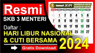 LIBUR NASIONAL DAN CUTI BERSAMA 2024  Kalender 2024 lengkap [upl. by Lalaj]