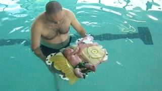 Baby infant swimming  floating at 4 week old [upl. by Calore]