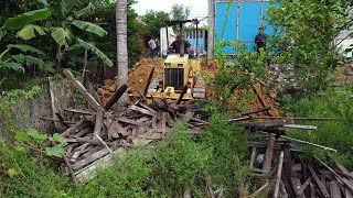 Perfect New Project Bulldozer Komatsu D21A Pushing Soil Filling Wood amp Grass with 5ton Dump Truck [upl. by Asik634]