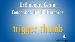 trigger thumb  congenital hand differences  Childrens Hospital Boston [upl. by Zina465]