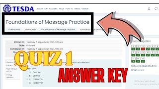 FOUNDATION OF MASSAGE PRACTICE QUIZ 1 ANSWER KEY PART 1  TESDA ONLINE PROGRAM [upl. by Macmahon]