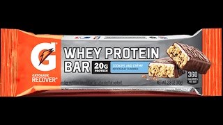 Honest Reviews Gatorade Recover Whey Protein Bar  Cookies and Creme By oppermanfitnessgains [upl. by Mahgem]