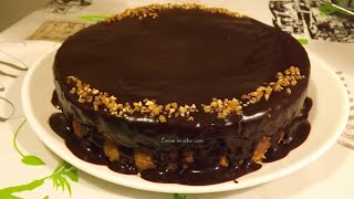 Tarta con Bizcocho de Mantequilla y Ganache de Chocolate  Receta fácil [upl. by Gnehp778]