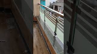 12 mm Glass balcony grill design  railing design  glass railingbalcony shorts railing grill [upl. by Yaakov]