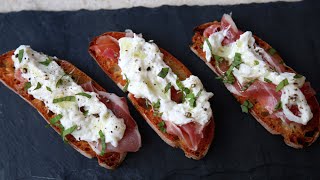 Best Burrata amp Prosciutto Crostini  SAM THE COOKING GUY [upl. by Jacquelin]