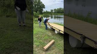 Installing a farm pond fishing dock  how it’s done farmlifebestlife fishing summer [upl. by Foskett]