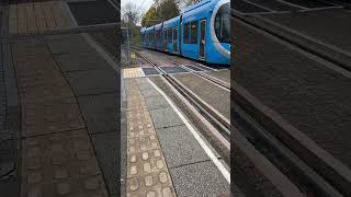 West Midlands Metro Tram 54 pulling into West Bromwich Central Tram stop [upl. by Nolyad]