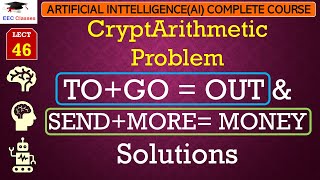 L46 CryptArithmetic Problem in Artificial Intelligence  TOGO  OUT amp SENDMORE MONEY Solutions [upl. by Newsom]