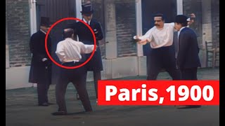 Colorized Historical Video  Fencing Duel in the Streets of Paris ca 1900 4k upscaled [upl. by Chilt]