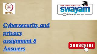 NPTEL cyber security and privacy assignment 8 answers nptel nptelsolution nptelanswers [upl. by Hazel]