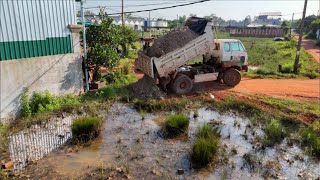 Nice Start First New PROJECT Complete 100 Landfill In Small Project by Dozer amp Dump Truck Loading [upl. by Yrovi]