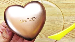 Slime Coloring with Makeup Mixing Heart Pink Eyeshadow Into Clear Slime Satisfying Slime Video [upl. by Eriha]