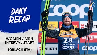 Niskanen and Hyvarinen wave Finnish flag in Toblach  FIS Cross Country World Cup 2324 [upl. by Laerol]