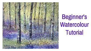 Bluebells Woods Watercolour Landscape Tutorial For Beginners [upl. by Grindle]