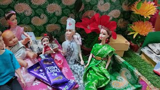 Barbie Indian Village Routine  Barbie Doll Bedtime Story  Putular Golpo  Putul khela [upl. by Eisele]