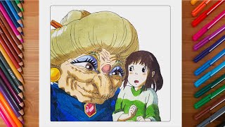 Drawing Yubaba and Chihiro in Spirited Away Studio Ghibli  Colored Pencils  ChromaSketch [upl. by Averell]