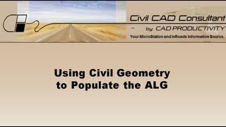 InRoads Tutorial Civil Geometry and the ALG [upl. by Elberta]