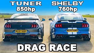 Ford Mustang Shelby GT500 v Tuned 850hp Mustang DRAG RACE [upl. by Bergerac]