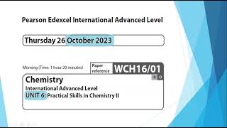 Unit 6 October 2023  A2 Chemistry Edexcel  Dr Hanaa Assil [upl. by Bohlin]