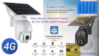 Solar Battery Powered Camera 4G PTZ 4X HD 1080P Outdoor REVIEW [upl. by Aztinaj]