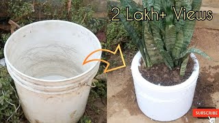 How to make cement pots at home easily  Flower pot making with old bucket amp cement [upl. by Ryun]