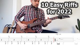 10 Easy amp Cool Guitar Riffs to Learn for 2022 with Tabs [upl. by Negaem333]