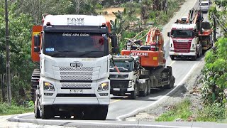 Muatan Excavator Besar Berat Puluhan TonTruck Truck Trailer Tronton dan Self loader [upl. by Deni]