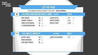 Leyland CC Under 17 v Fulwood and Broughton CC Under 17 [upl. by Akim]