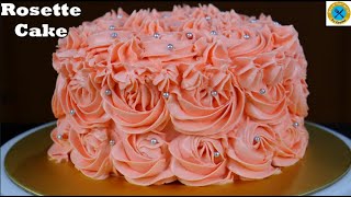 Rosette Cake  Valentines Day Special  Whipped cream rosette cake  how to make a rosette cake [upl. by Ivar]