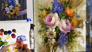 Mastering Acrylic Techniques Spring Flowers Painting Tutorial [upl. by Alihs]