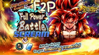 F2P FULL POWER BATTLE SS4 GOGETA SCREAM  Dragon Ball Legends Gameplay  db legends [upl. by Isak]