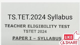 TSTETPAPER 1Syllabus2024TET2024 [upl. by Acinelav]