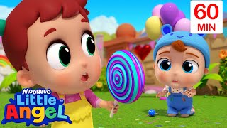 Lollipop Song  Little Angel  Food Cartoons amp Nursery Rhymes  Moonbug Kids [upl. by Suidualc881]