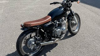 Honda CB550 K1 1974  Custom Brat Cafe Racer Build  Delkevic Exhaust Sound [upl. by Hashimoto640]