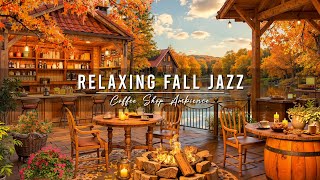 Cozy Fall Coffee Shop Ambience 🍂 Relaxing Jazz Background Music and Crackling Fireplace for Studying [upl. by Ellehsar328]