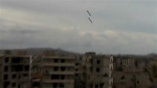 Video Captures Bombs Exploding in Syrian City of Daraya [upl. by Anelet]