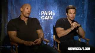 Pain amp Gain Jack Rico interviews The Rock and Mark Wahlberg [upl. by Iznekcam]