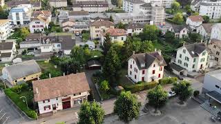 Drone Over Colombier Aerial Views of Swiss Village and Lake Neuchâtel [upl. by Mayrim257]