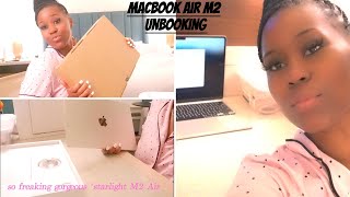 MacBook Air M2 unboxing Starlight Accessory quick setupamp QUICK UPDATE [upl. by Asor]