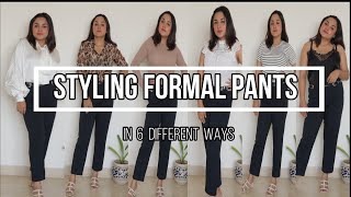 How to Style 1 FORMAL PANTS in 6 different waysFACEDECOR [upl. by Yartnoed]