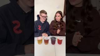 Trying MYSTERY BOBA🤮😳🧋 challenge game mysterybox boba vs couple fyp [upl. by Rollo]