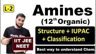 L2 Amines 12th Organic  Structure  Classification  IUPAC naming  JEE NEET [upl. by Brecher]